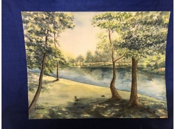 'River & Trees' Watercolor Painting By Rosemary Connor #24