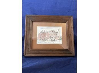 New Milford, CT Roger Sherman Town Hall Hand Colored Print By Robert Parker