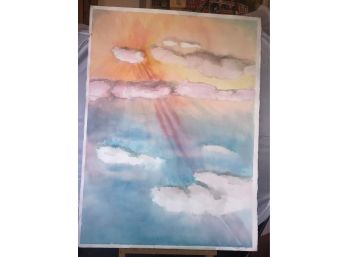 Pastel Sunset Rays Watercolor Painting By Rosemary Connor #49