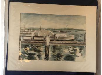 'Boat Docked At Pier' Watercolor Painting By Rosemary Connor #38
