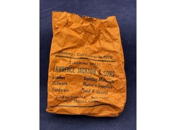 Lawrence Jackson & Sons Vintage Paper Hardware Bag - New Milford, CT Advertising
