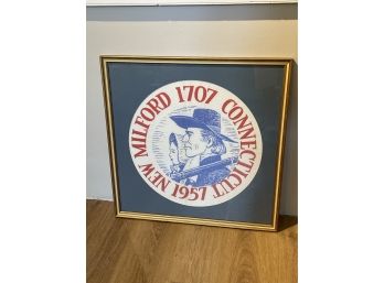 Awesome 1957 New Milford, CT 250th Anniversary Celebration Framed Cloth Banner