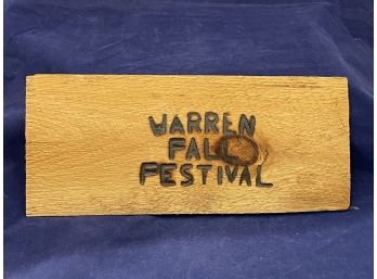 Warren Fall Festival Wood Burned Sign (Litchfield County Connecticut)