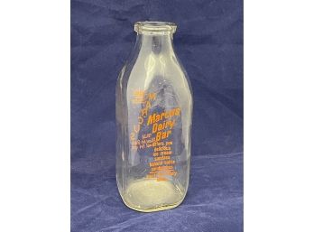 Vintage Marcus Dairy Bar - Danbury, CT Quart Milk Bottle