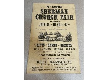 Vintage Sherman, Connecticut Church Fair Advertising Poster