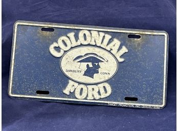 Vintage Colonial Ford - Danbury, CT Advertising License Plate