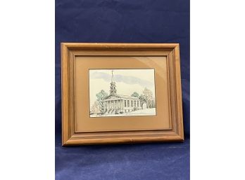 New Milford, CT Congregational Church Hand Colored Print By Robert Parker