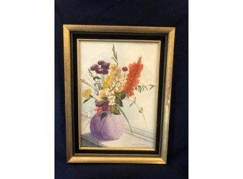 Flowers In Purple Vase Framed Watercolor Painting By Rosemary Connor #10