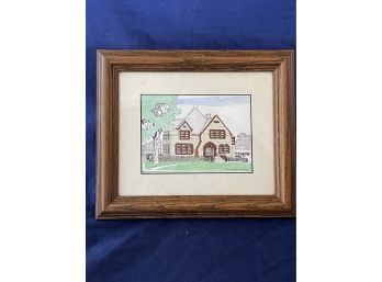 New Milford Library Hand Colored Art Print By Robert Parker - Connecticut