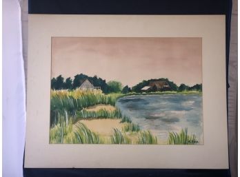 'Two Houses On Pond' Watercolor Painting By Rosemary Connor #41