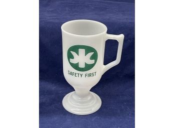 Kimberly Clark 'Safety First' Milk Glass Irish Coffee Mug