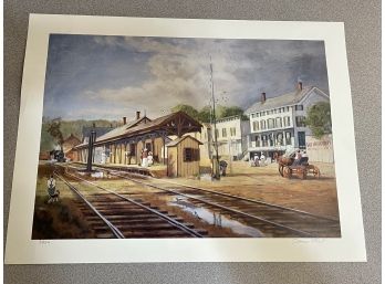 New Milford Railroad Train Station Print By Dennis Stuart - Signed & Numbered 1990