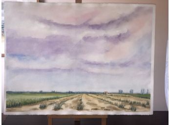 'Farm With Purple Sky' Watercolor Painting By Rosemary Connor #45