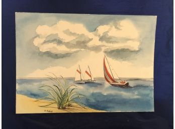 'Three Sailboats' Watercolor Painting By Rosemary Connor #35