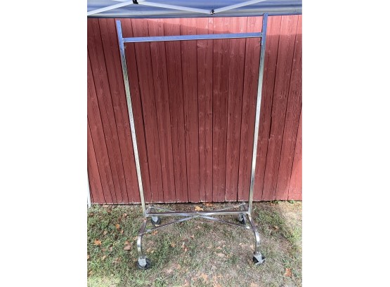 Chrome Rolling Clothing Rack - Adjustable Height