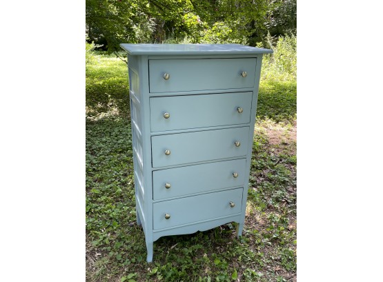 Periwinkle Blue Tall 5 Drawer Dresser - Vintage