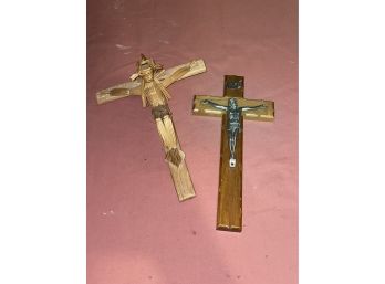 Pair Of Vintage Crucifixes - Catholic, Christian, Church Home Decor