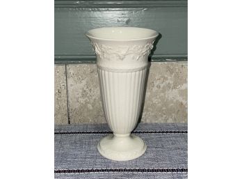 Vintage White Wedgwood Embossed Queens Ware Vase - Made In England