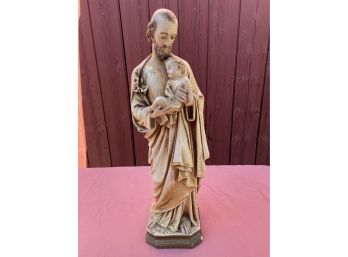 Vintage Joseph With Baby Jesus Plaster Catholic Religious Statue