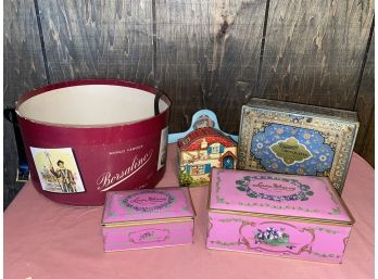 Lot Of Vintage Candy Tins & Hat Box - Louis Sherry & Whitman's