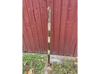 Vintage Cast Iron Dirt Tamper Tool With Metal Pipe Handle