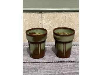 Pair Of Vintage Frankoma Small Flower Pots - American Art Pottery