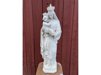28' Tall Virgin Mary & Baby Jesus Cement Garden Statue