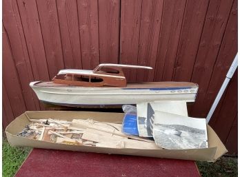 Vintage Chris Craft Boat Model Kit - Partially Built With Photos