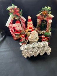 Vintage Misc Christmas Lot Lenox Santa Salt And Pepper Shaker