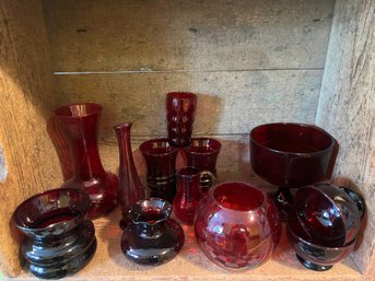 Red Glass Assorted Sized And Shapes