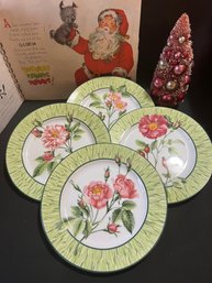 Four Tiffany & Co Tiffany Wild Roses Sandwich Plates