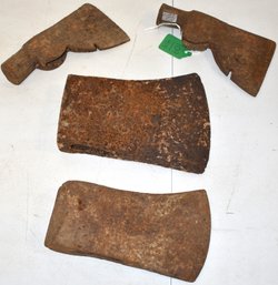 LOT (4) EARLY WROUGHT IRON AXE HEADS