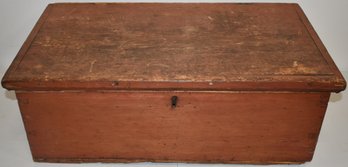 19TH CENT PAITNED PINE FLAT TOP BOX
