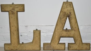 (2) VINTAGE PAINTED WOODEN LETTER'S