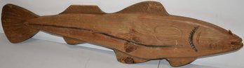 29 1/2' CARVED WOODEN FISH PLAQUE