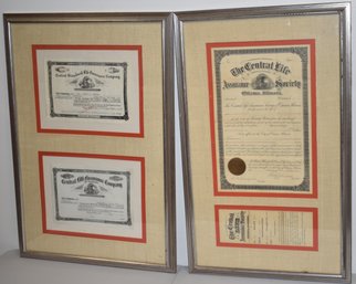 FRAME STOCK CERTIFICATES & INS. POLICY