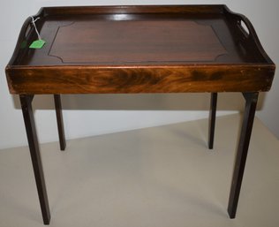 VINTAGE MAHOGANY TRAY TABLE W/ COLLAPSABLE LEGS