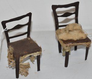 (2) EARLY TIN DOLL HOUSE CHAIRS