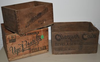 LOT (3) WOODEN ADVERTISING CRATES