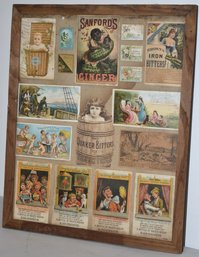 FRAMED EARLY ADVERTISING CARDS