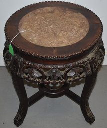 LOW CHINESE CARVED TEAKWOOD STAND