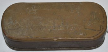 EARLY DECORATED BRASS SNUFF BOX