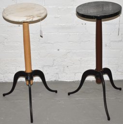 2 ROUND MARBLE TOP PLANTS STANDS