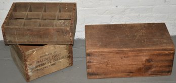 LOT WOODEN CRATES & BOXES
