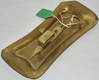 BRASS CANDLE SNUFFER & TRAY