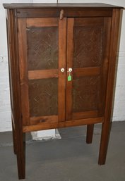 19TH CENT 2 DOOR PIE  W/ PIECRED TIN FRONT PANELS & 3 SHELF INTERIOR