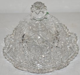 CUT GLASS COVERED BUTTER DISH