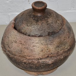 REDWARE EARTHENWARE COVERED POT