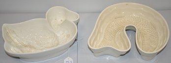(2) GERMAN FIGURAL POTTERY FOOD MOLDS