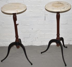 (2) ROUND MRABLE TOP PLANT STANDS